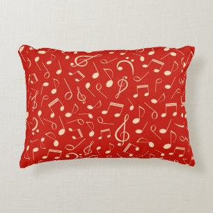 Music notes pattern accent pillow