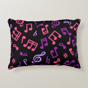Music notes pattern accent pillow