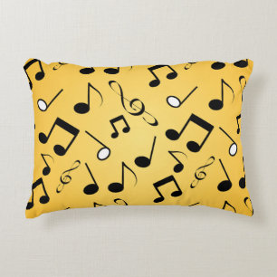 Music notes pattern accent pillow