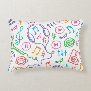 Music notes pattern accent pillow