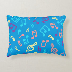 Music notes pattern accent pillow