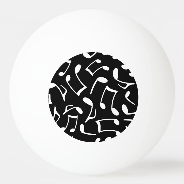 Music Notes Pattern Black and White Ping Pong Ball (Front)