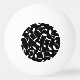 Music Notes Pattern Black and White Ping Pong Ball