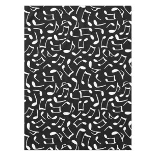 Music Notes Pattern Black and White Tablecloth