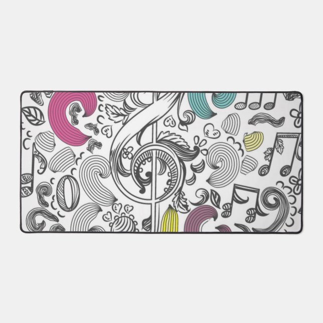 Music notes pattern desk mat (Front)