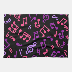 Music notes pattern kitchen towel