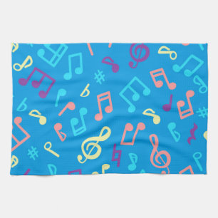Music notes pattern kitchen towel