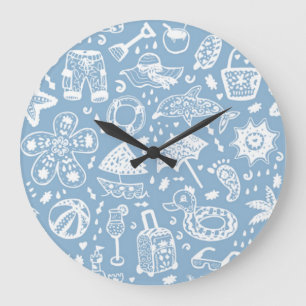 Music notes pattern large clock