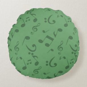 Music notes pattern round pillow