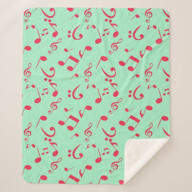 Music notes pattern sherpa blanket (Front)