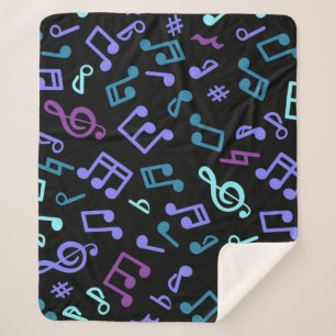Music notes pattern sherpa blanket