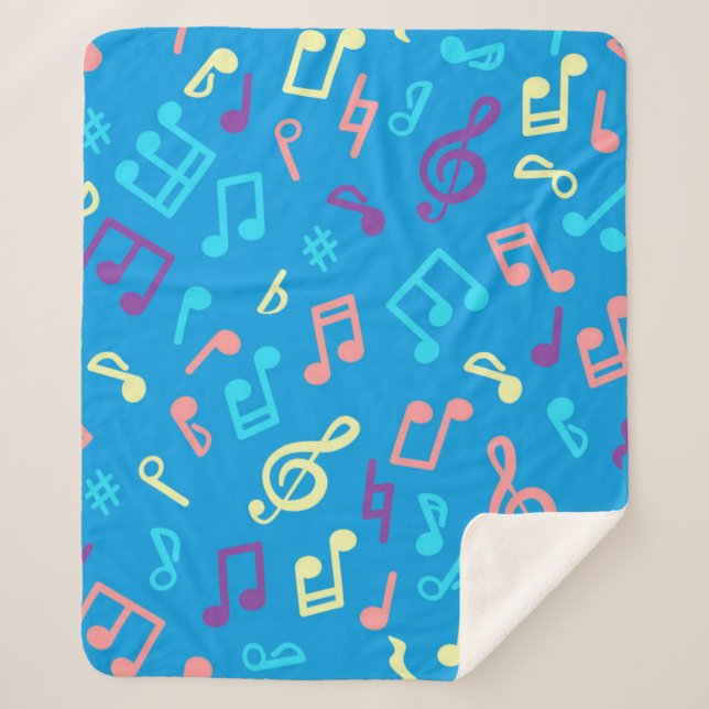 Music notes pattern sherpa blanket (Front)