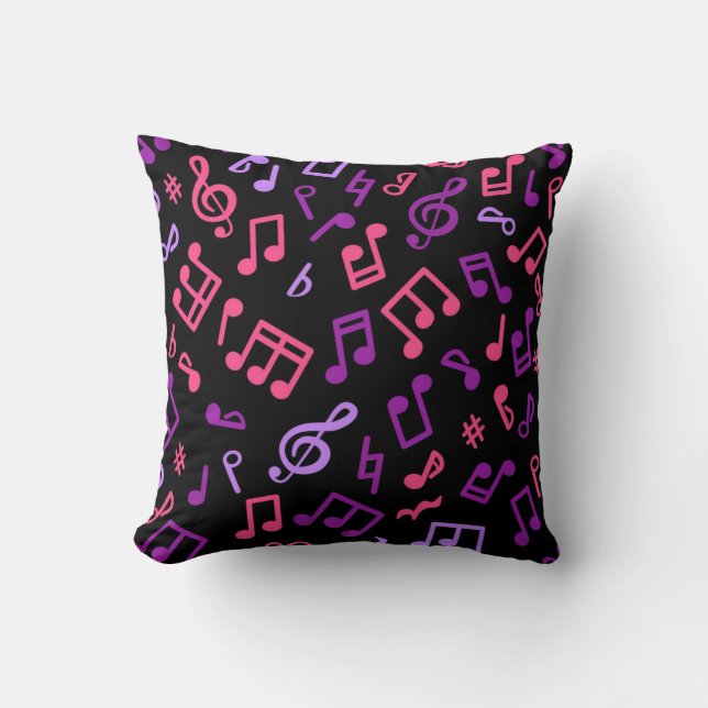 Music notes pattern throw pillow (Front)