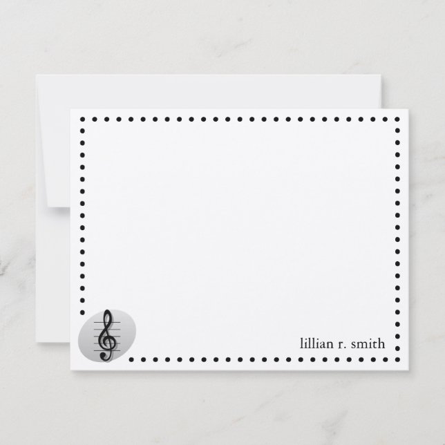 Music Notes Personalized Note Card (Front)