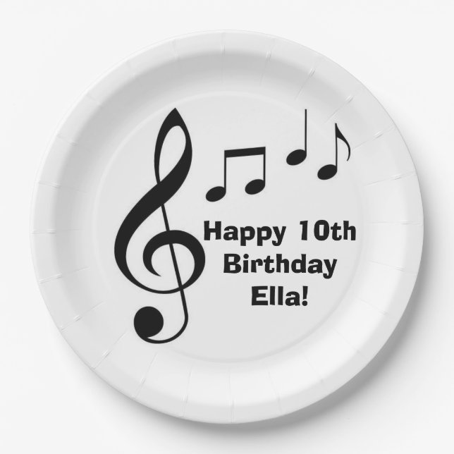 "Music Notes" Personalized Paper Plates (Front)