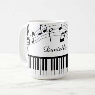 Music Notes Piano Personalized Custom Colors Coffee Mug
