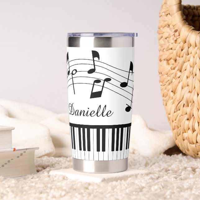 Music Notes Piano Personalized Custom Colors Insulated Tumbler (Living Room)