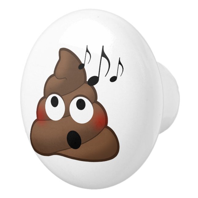 Music Notes Poop Emoji Ceramic Knob (Right)