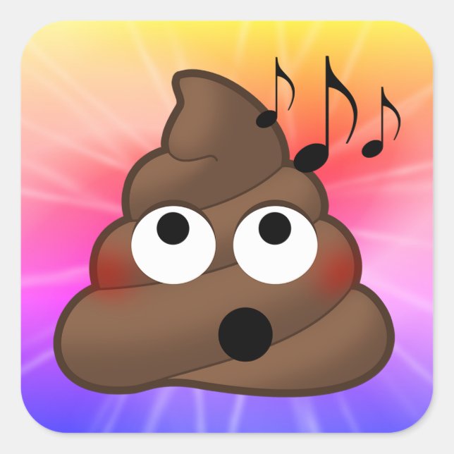 Music Notes Poop Emoji Tie Dye Stickers (Front)