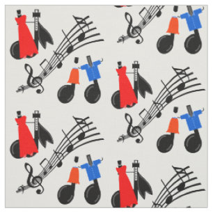 Music Notes Print Fabric