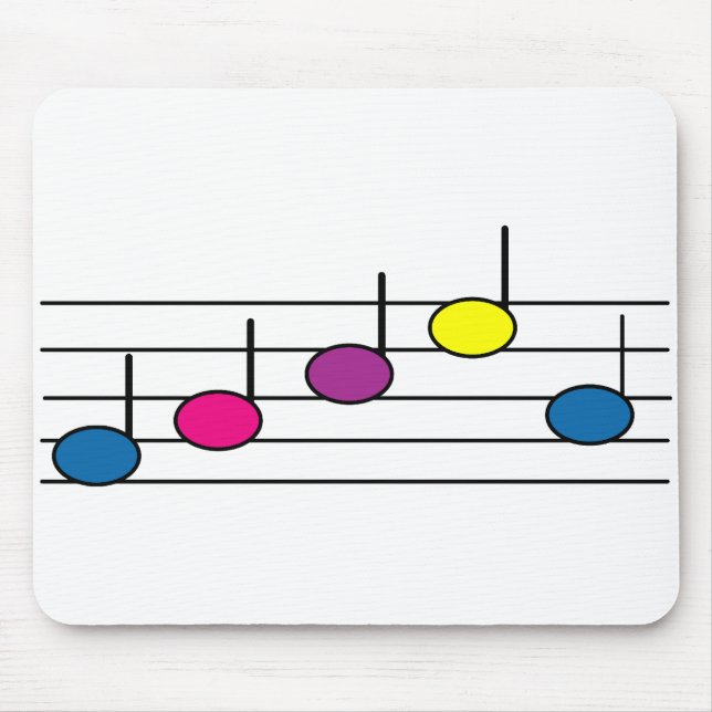 Music Notes Purple Blue Pink Yellow Mouse Pad (Front)