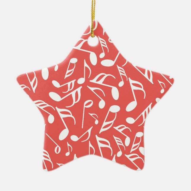 Music Notes Red Ceramic Ornament (Front)