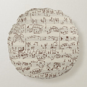 Music notes round pillow