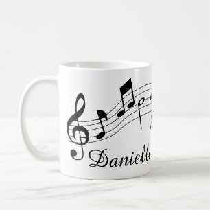 Music Notes Script Name Custom Colour Coffee Mug