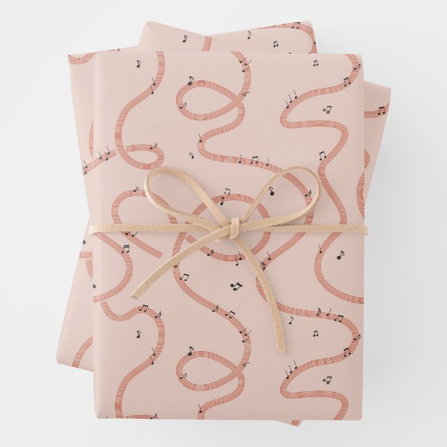 Music Notes Sign additional Pink Wrapping Paper Sheet (In situ)