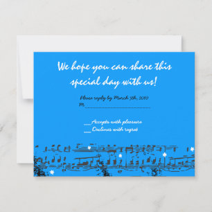 Music Notes Stars Bat Mitzvah Invitation REPLY