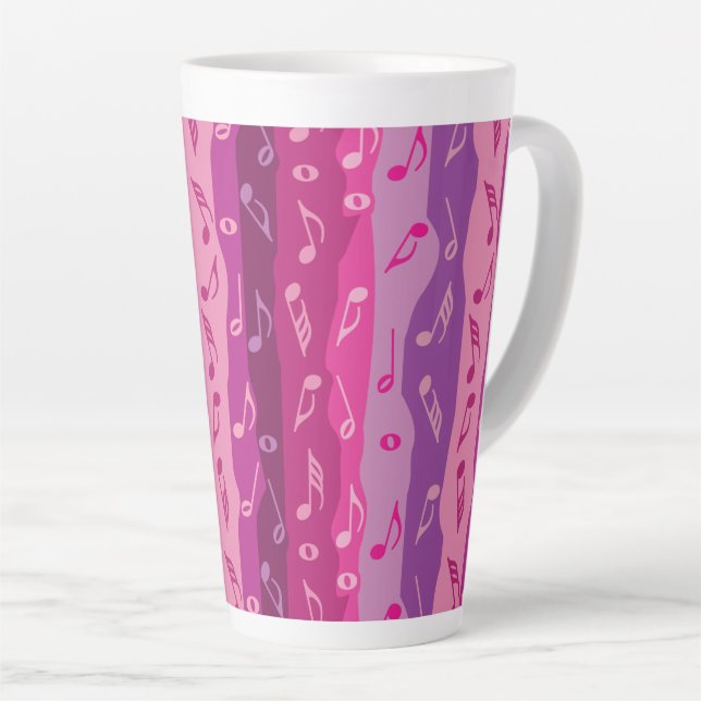 Music Notes Stripes Latte Mug (Right Angle)