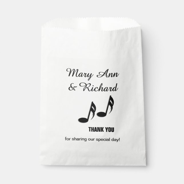 Music Notes Thank You Favour Bag (Front)