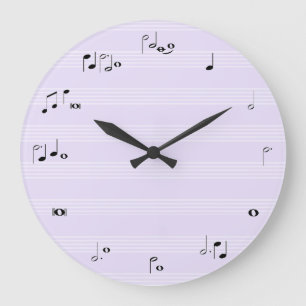 Music notes time clock - lilac purple