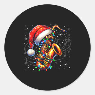 Music Notes Treble Clef Christmas Saxophone Jazz M Classic Round Sticker