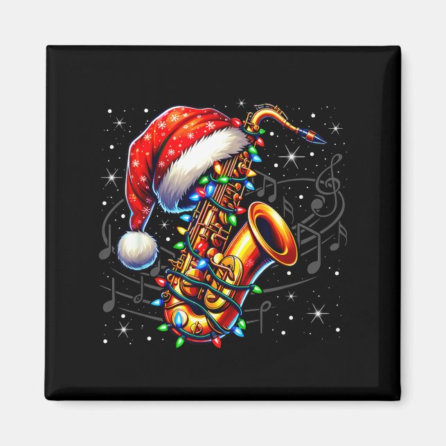 Music Notes Treble Clef Christmas Saxophone Jazz M Magnet (Front)