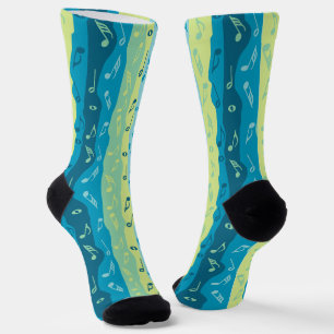 Music Notes Vertical Stripes Socks