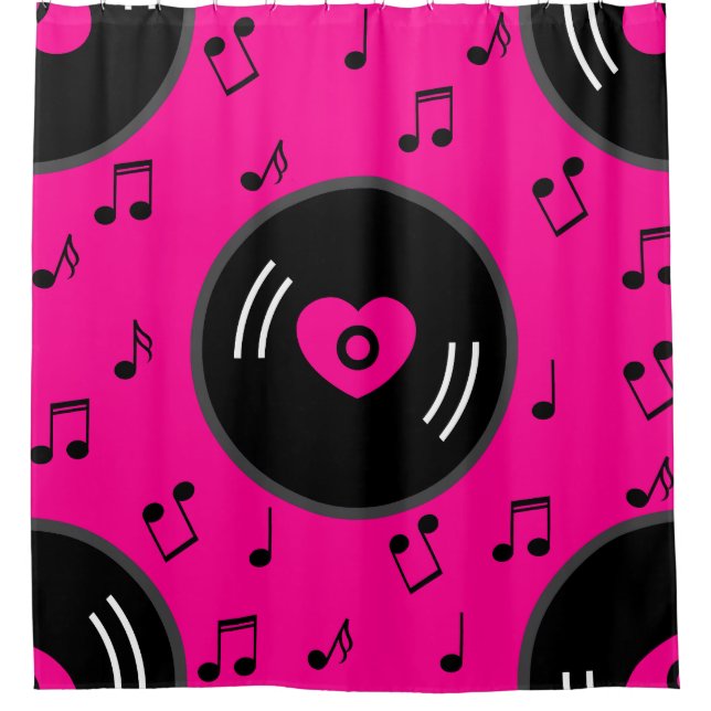 music notes vinyl record heart pink (Front)