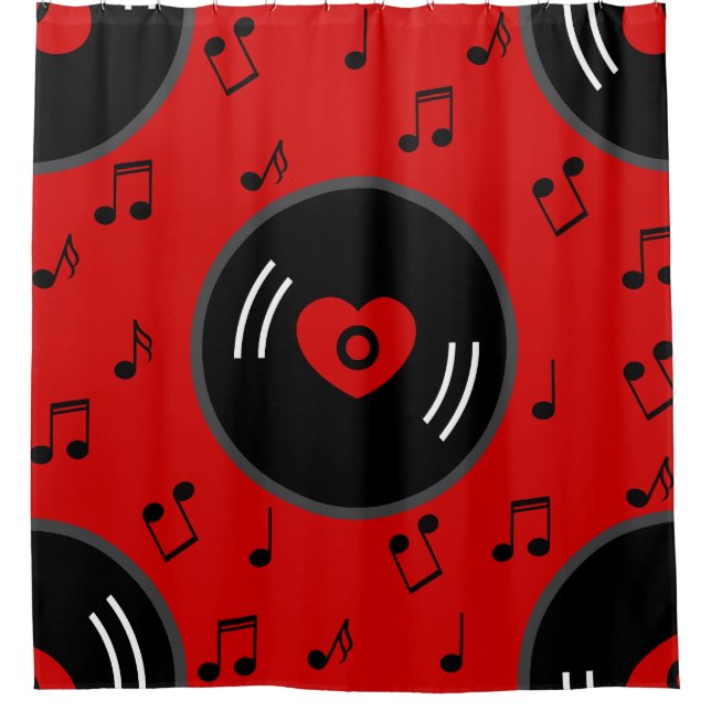 music notes vinyl record heart red (Front)
