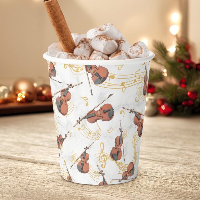 Music Notes Violin Christmas Holiday Paper Cups (Creator Uploaded)
