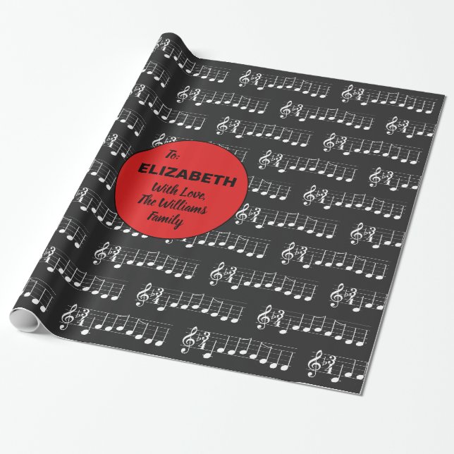 Music Notes We Wish You a Merry Christmas Chords Wrapping Paper (Unrolled)