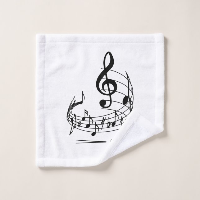 Music notes with treble clef on staff (Gant de toilette)