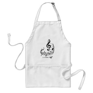 Music notes with treble clef on staff standard apron