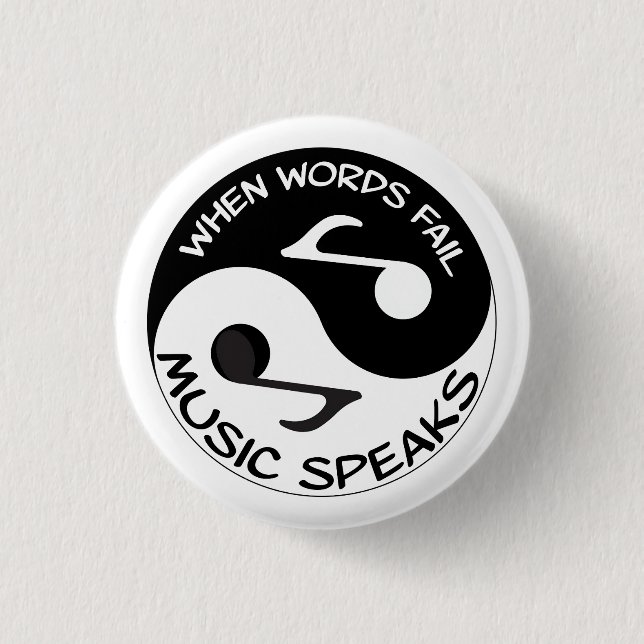 Music Notes with Yin Yang Symbol  1 Inch Round Button (Front)
