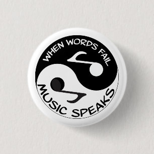 Music Notes with Yin Yang Symbol 1 Inch Round Button