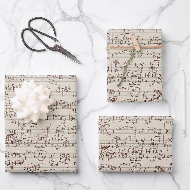 Music notes wrapping paper sheet (Front)