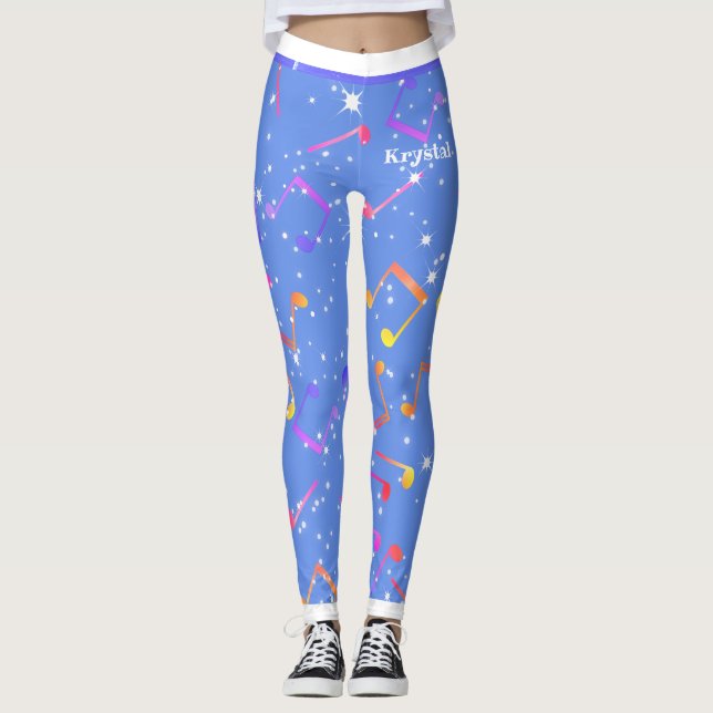 Music Notes (Your Name) on Your Colour Leggings (Front)