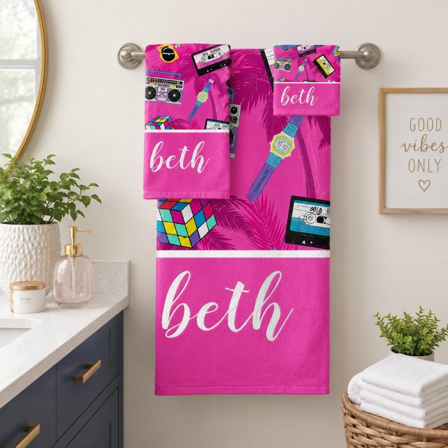 Music of the 80s bath towel set (Creator Uploaded)