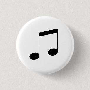 Music One Black Beam Note, 1 Inch Round Button