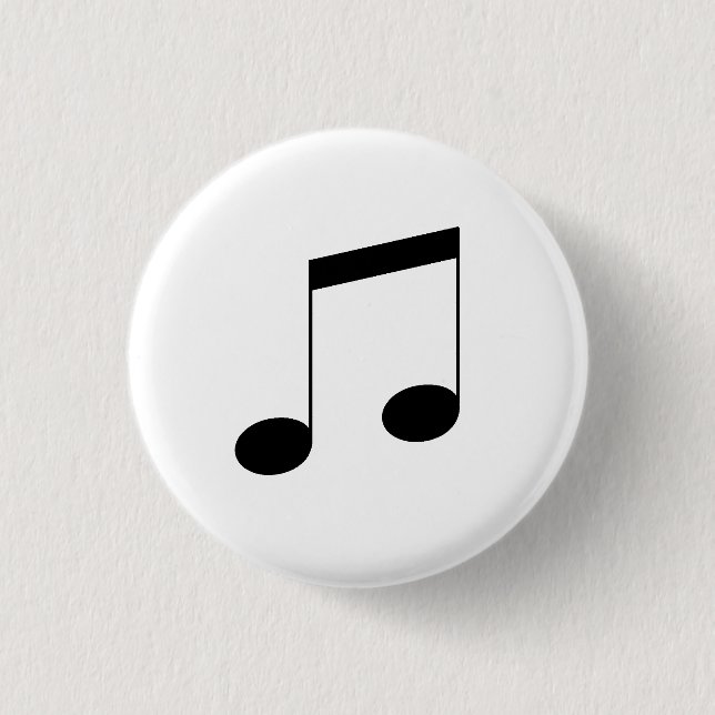 Music One Black Beam Note, 1 Inch Round Button (Front)