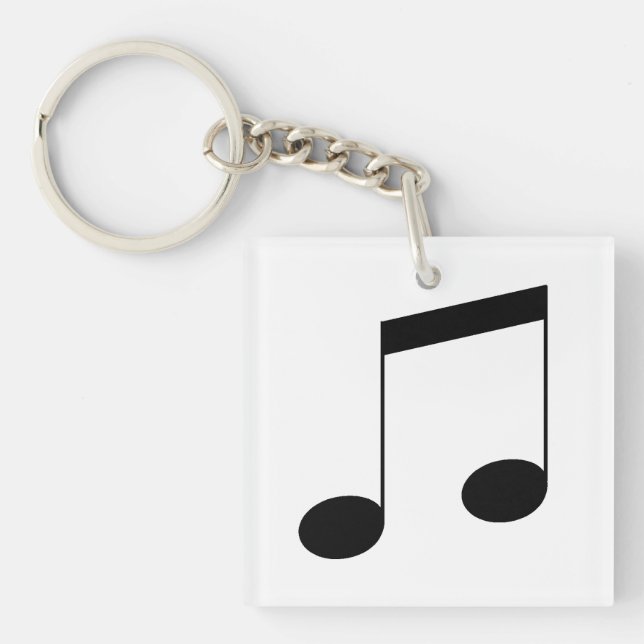Music One Black Beam Note, Keychain (Front)